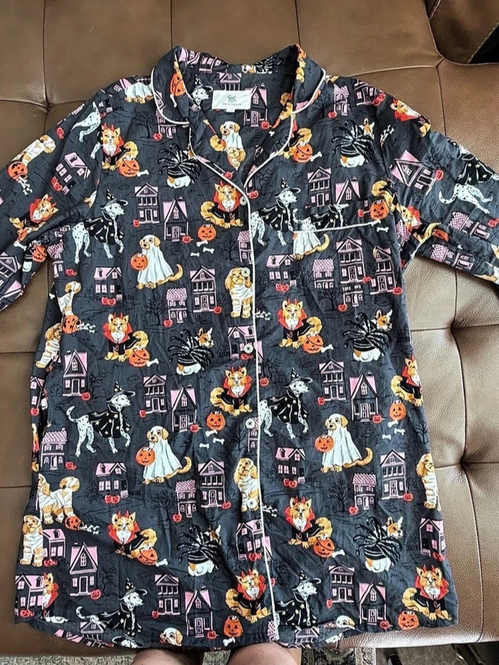 Printfresh Bagatelle Long Sleep Shirt Spooky Dogs Medium